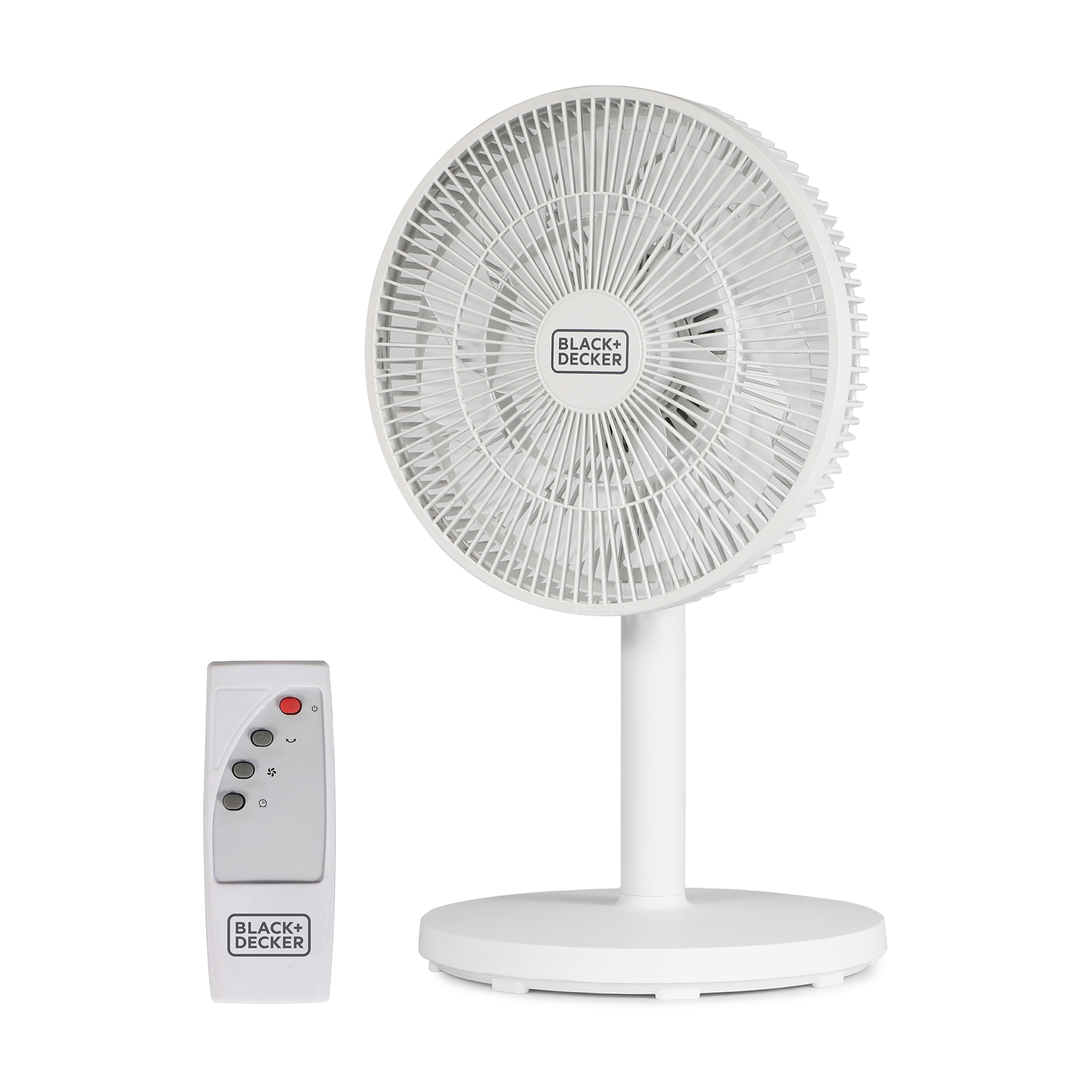 Black & Decker 3-Speed Oscillating Dual-Blade Table Fan — 12in., Portable, Remote Control, White, Model# WACBFDTD12VW